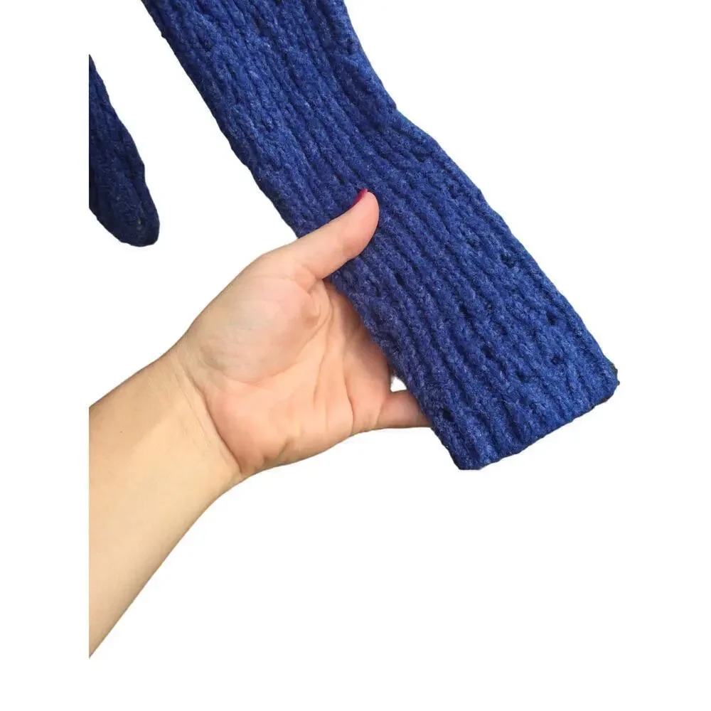 Free‎ people cable knit sweater Size Small blue boho beachy coastal grunge wool